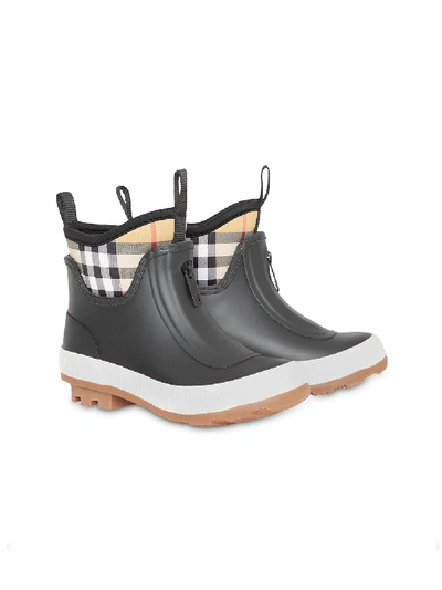 Shop Burberry Vintage Check Neoprene And Rubber Rain Boots In Black