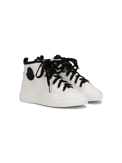 Shop Moncler Contrast Lace-up Sneakers In White