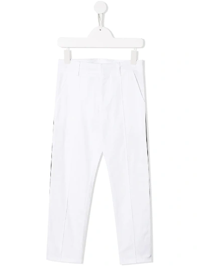Shop Gcds Side-stripe Tailored Trousers In White