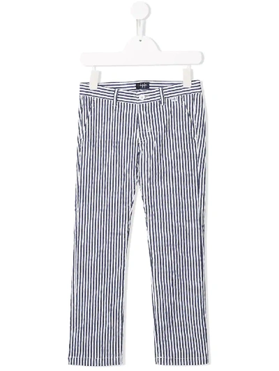 Shop Il Gufo Striped Straight-leg Trousers In Blue