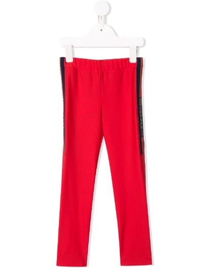 Shop Gucci Web Lined Leggings In Red