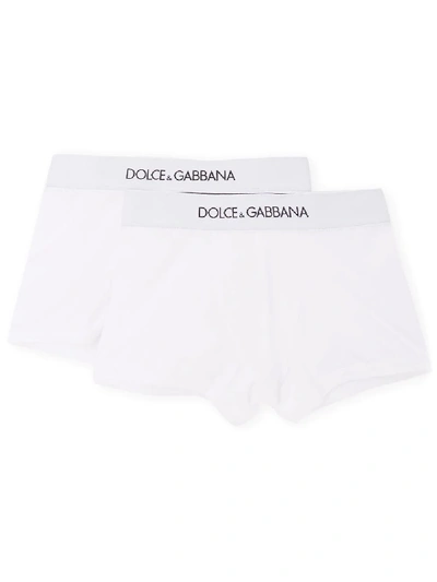 Shop Dolce & Gabbana Logo-waistband Boxer Briefs (pack Of Two) In White