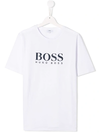 Shop Hugo Boss Logo Print T-shirt In White