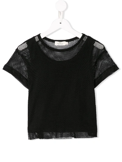 Shop Andorine Layered Mesh T-shirt In Black