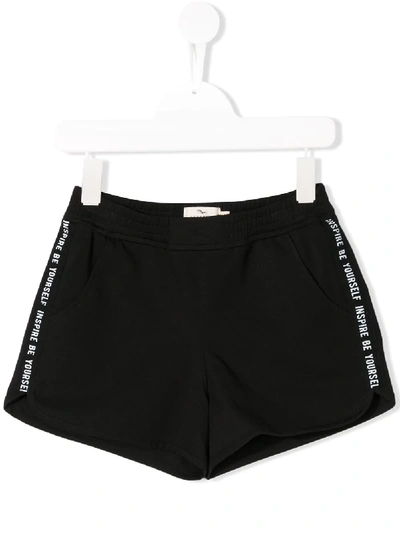 Shop Andorine Side Stripe Running Shorts In Black