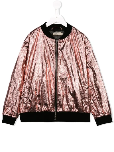 Shop Andorine Metallic-tone Bomber Jacket In Pink