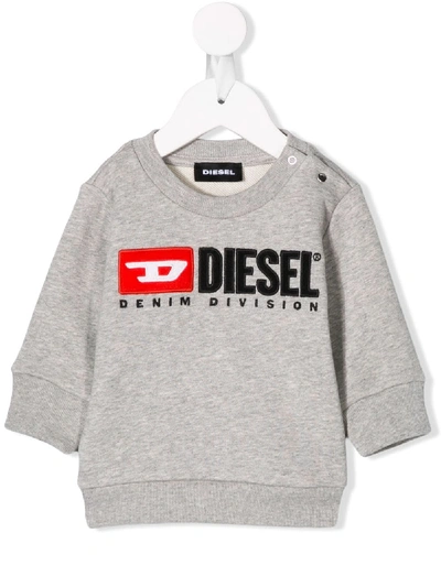Shop Diesel Embroidered Logo Sweatshirt In Grey
