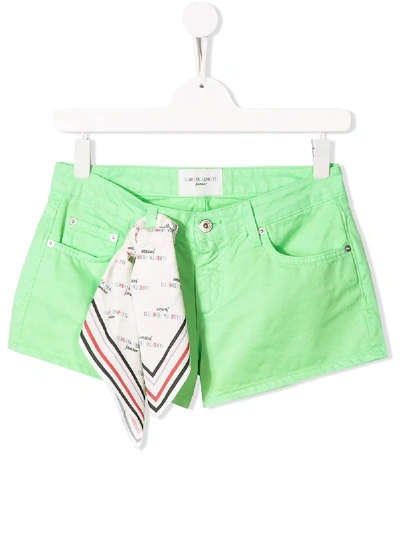 Shop Alberta Ferretti Teen Denim Shorts In Green