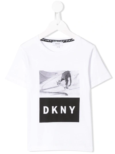 Shop Dkny Logo Print T-shirt In White