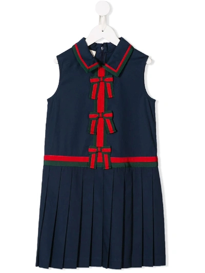 Shop Gucci Bow Detail Dress In Blue