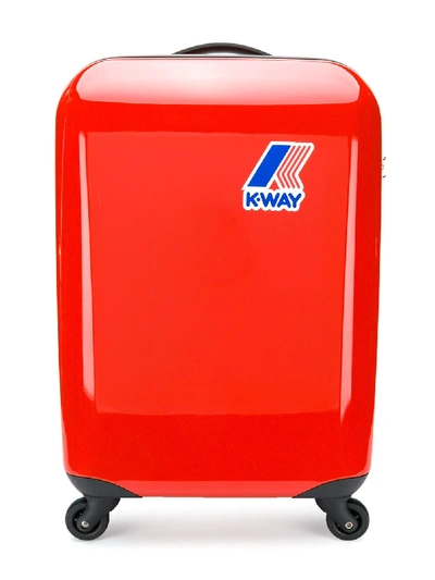 Shop K-way Branded Suitcase Trolley In Red