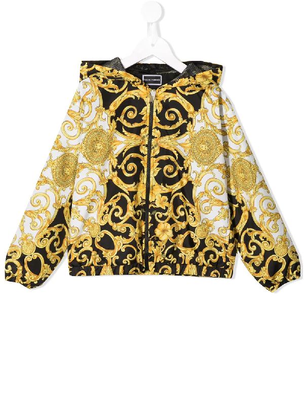 Young Versace Kids' Baroque Print Jacket In Yellow | ModeSens