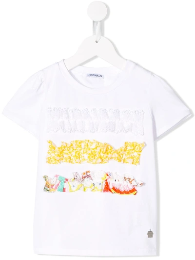 Shop Simonetta Frill Applique T-shirt In White