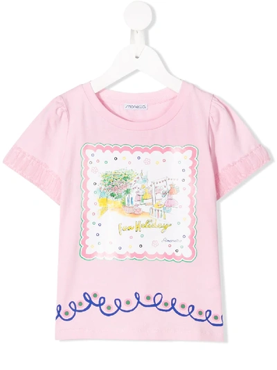 Shop Simonetta Fun Holiday Printed T-shirt In Pink