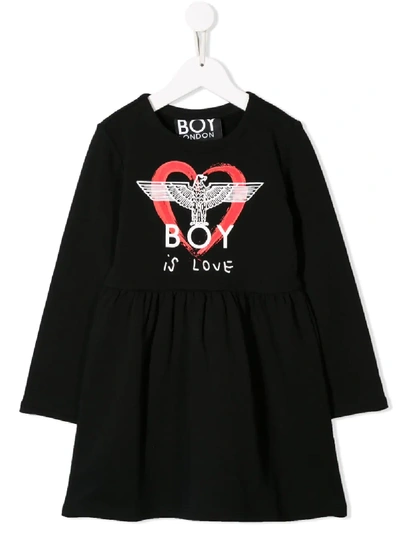 Shop Boy London 'boys Is Love' Print Dress In Black