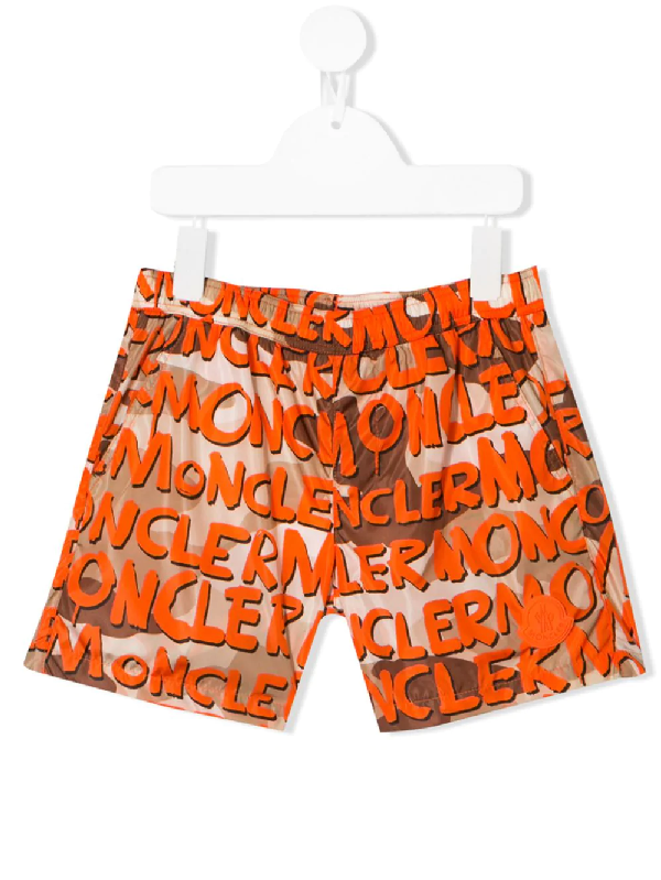 orange moncler swim shorts