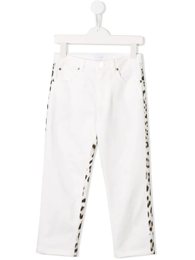 Shop Roberto Cavalli Junior Rear Print Trousers In White