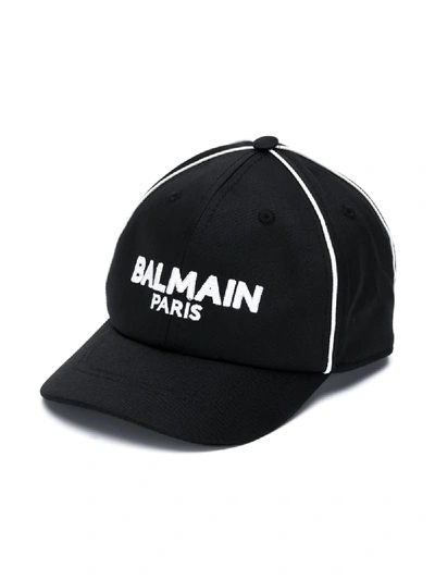 Shop Balmain Logo Cap In Black