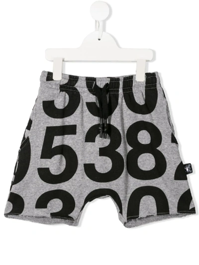 Shop Nununu Number Print Shorts In Grey