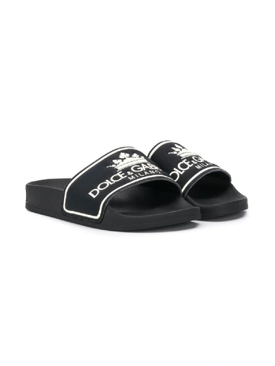 Shop Dolce & Gabbana Logo Sliders In Black