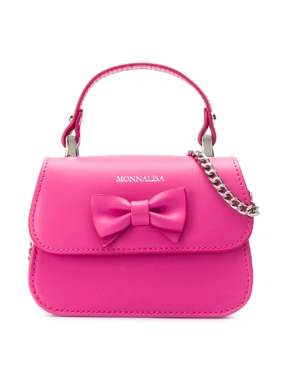 Shop Monnalisa Bow Embellished Bag In Pink
