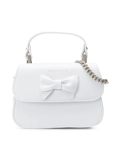 Shop Monnalisa Bow Embellished Bag In White