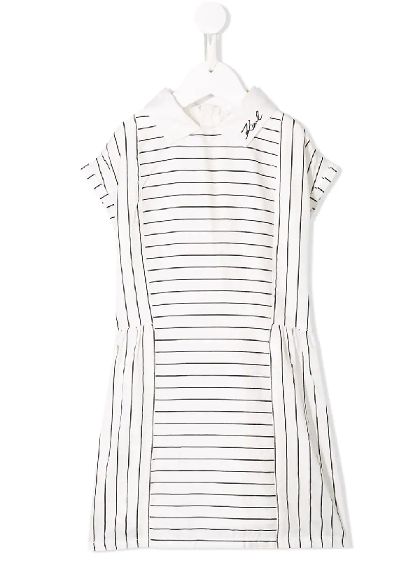 Karl Lagerfeld Kids' Striped Shirt Dress In White | ModeSens