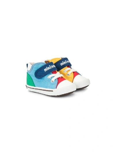 Shop Miki House Logo Touch-strap Sneakers In Yellow