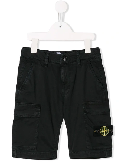 Shop Stone Island Junior Utility Knee-high Shorts In Black