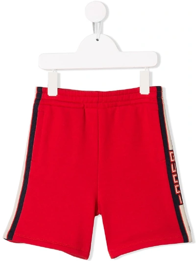 Shop Gucci Stripe Casual Shorts In Red