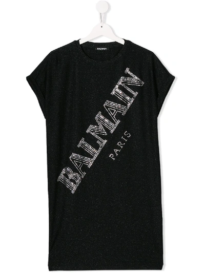 Shop Balmain Teen T-shirt Mit Logo-verzierung In Black