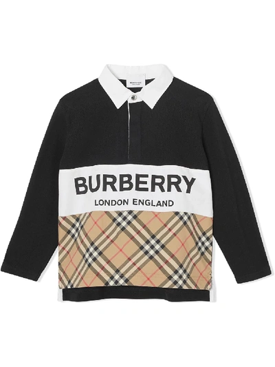 Shop Burberry Logo Print Polo Shirt In Black