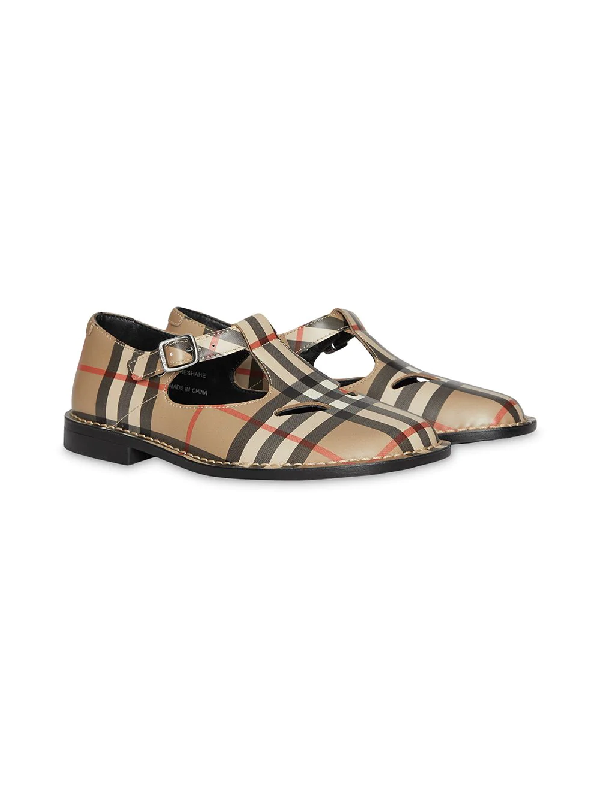 Vintage Check Leather Mary Jane Shoes 