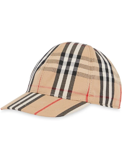 Shop Burberry Vintage Check And Icon Stripe Baseball Cap In Neutrals