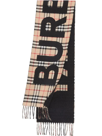Shop Burberry Vintage Check Jacquard Scarf In Neutrals