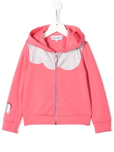 Shop Simonetta Glitter Panel Hoodie In Pink