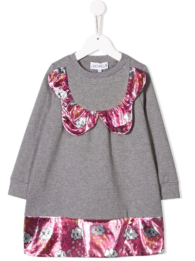 Simonetta Dress With Metallized Panels In Grey