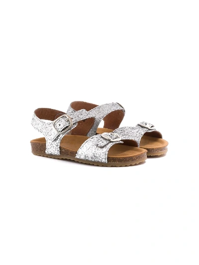 Shop Pèpè Glittered Sandals In Silver