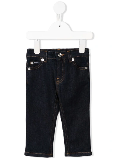 Shop Dolce & Gabbana Embroidered Patch Jeans In Blue