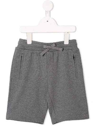 Shop Dolce & Gabbana Logo Patch Track Shorts In Grey