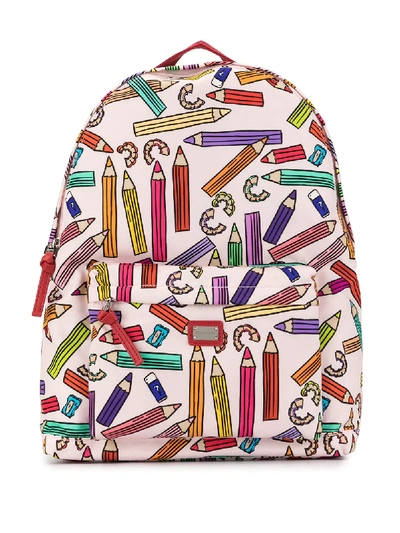 Shop Dolce & Gabbana Teen Pencil Print Backpack In Pink