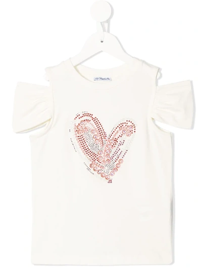 Shop Simonetta Heart Cold Shoulder T-shirt In White