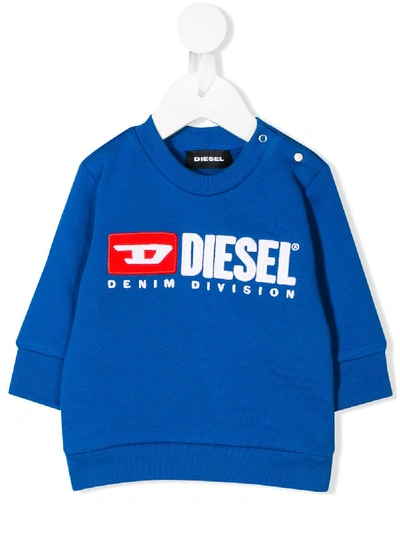 Shop Diesel Contrast Logo Sweatshirt In Blue