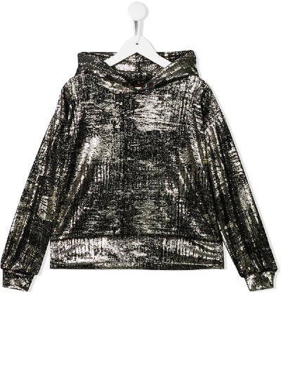 Andorine Metallic Sheen Hoodie In Gold