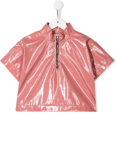 Shop Andorine Leather Look Top In Pink