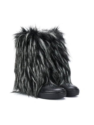 Shop Andorine Faux Fur Boots In Black