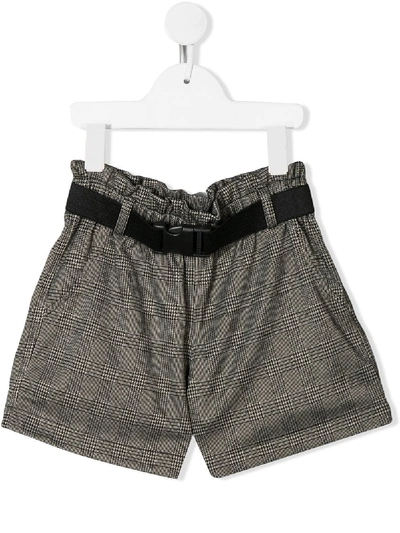 Andorine Check Print Shorts In Grey