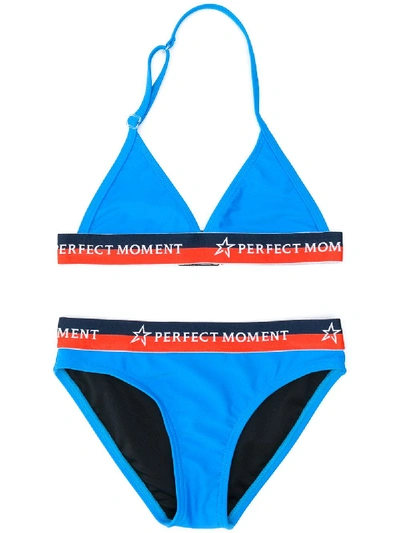 Shop Perfect Moment Colour Block Triangle Bikini In Blue