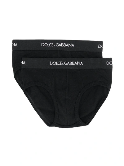 Shop Dolce & Gabbana Logo-waistband Boxer Briefs (pack Of Two) In Black