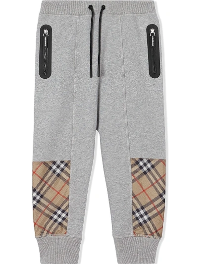 Shop Burberry Vintage Check Panel Cotton Trackpants In Grey